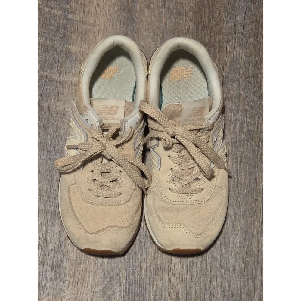 New Balance 574 Shoes Women's Size 6.5 Tannish Suede Mesh ENCAP WL574DL2 Laces